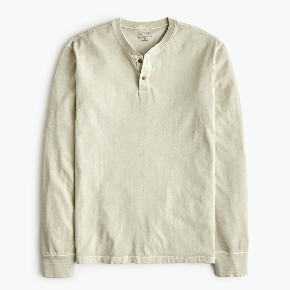 J.Crew Mens Garment-Dyed Long Sleeve Henley Tee Stone Beige CM634 XXL 2XL NWT